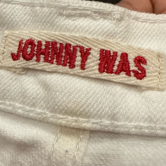 Johnny Was White Flare Jeans with Vibrant Side Trim - Picture 7 of 10